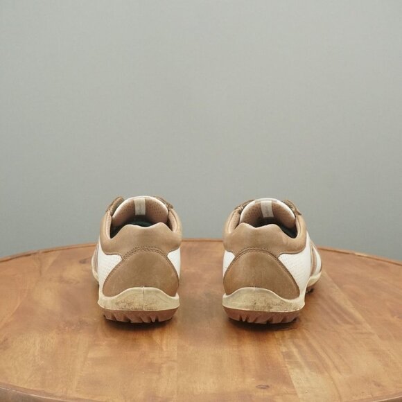 Ecco Womens Golf Shoes White Brown Leather Spiked Waterproof 39 EU / 8 US - Picture 7 of 12